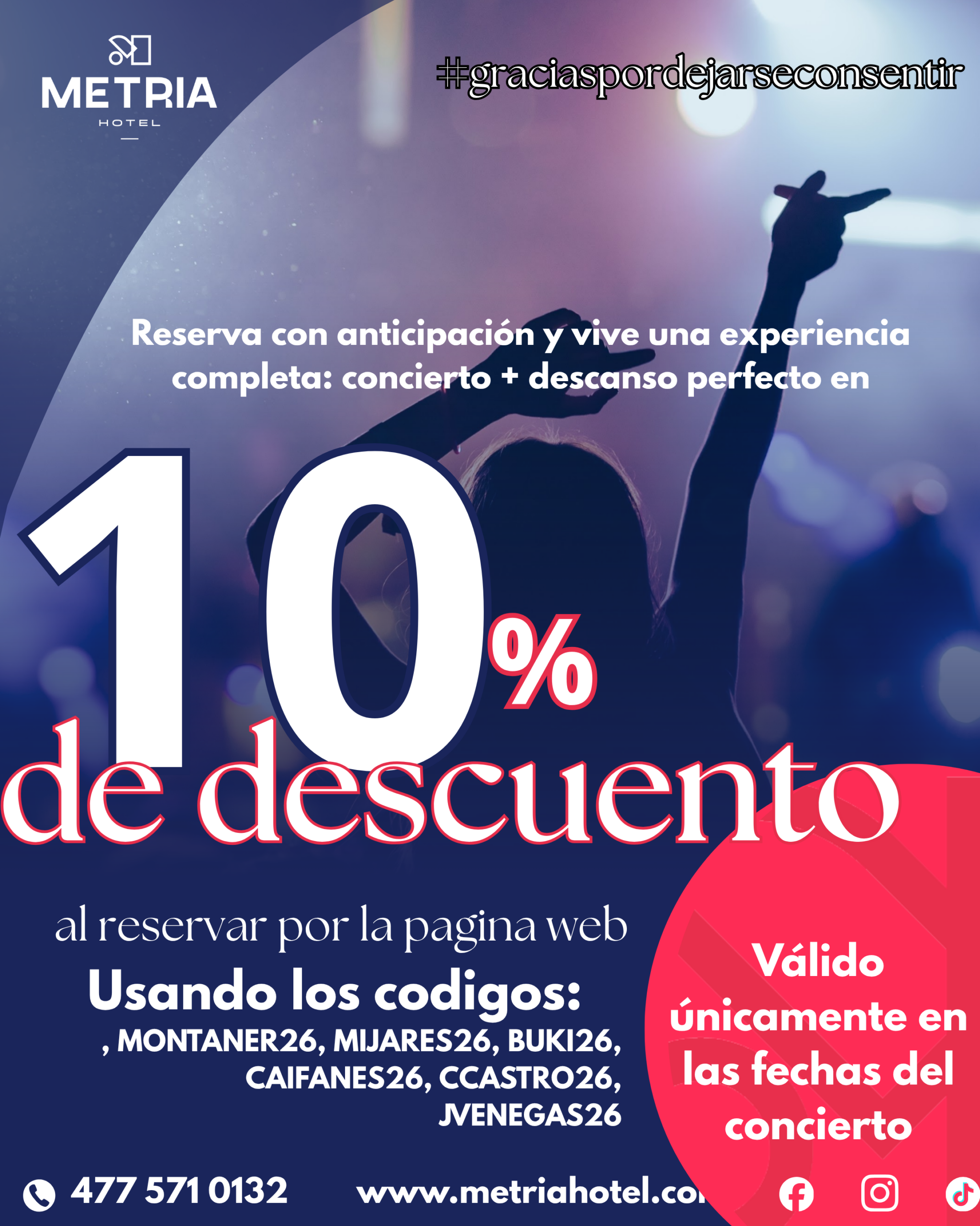 Vive los mejores conciertos en León con la comodidad en Metria Hotel 